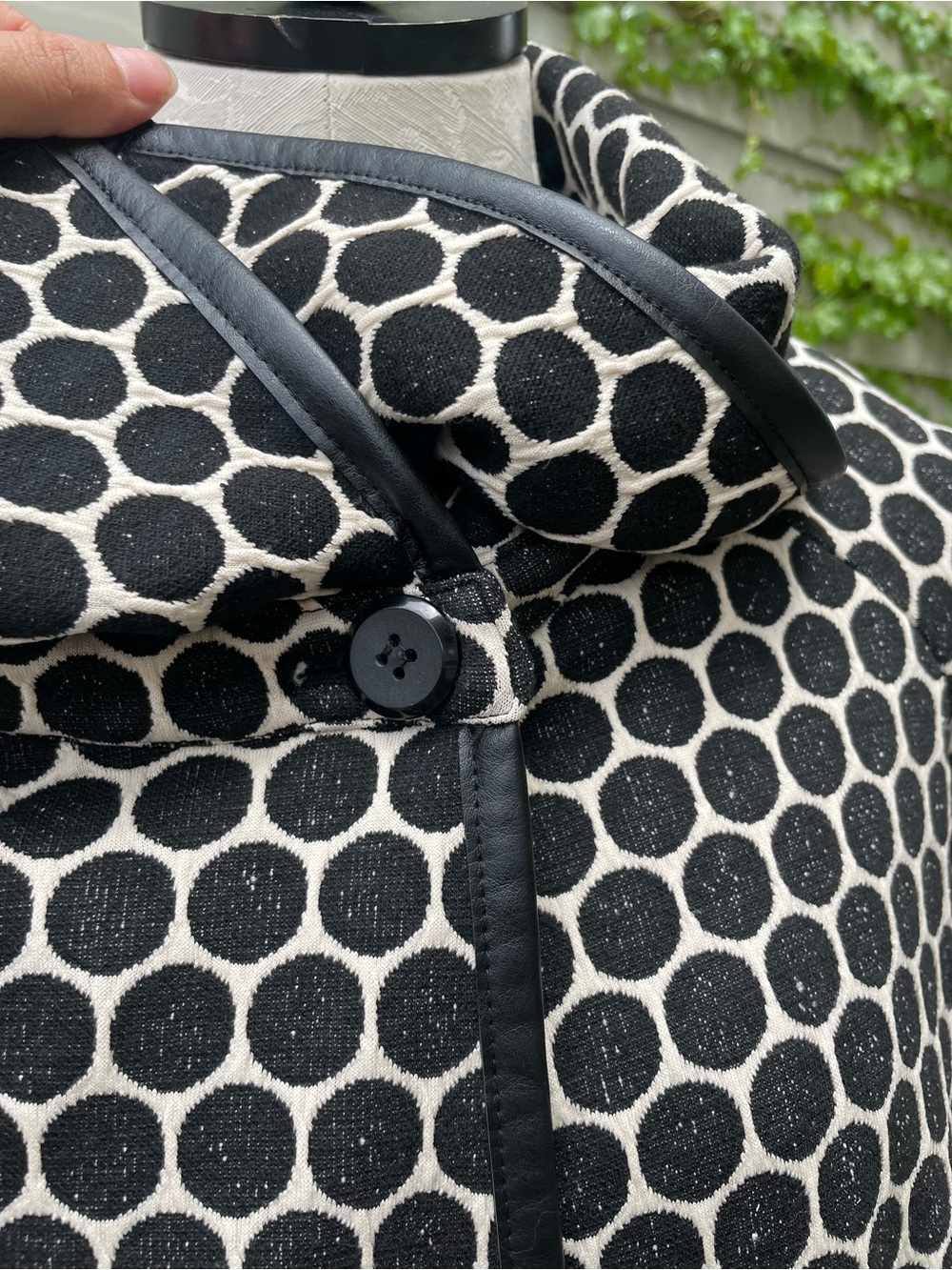 Joseph Ribkoff Black and White Polka Dot Shawl Collar Tunic - Picture 3 of 7